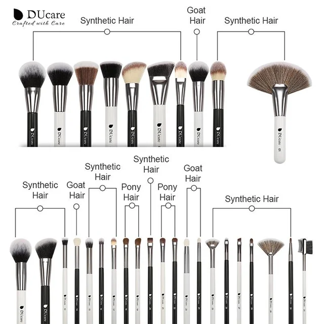 DUcare Makeup Brushes Black White Natural Goat Hair Brush Beauty Brush Set with Bag Eyeshadow Brushes  pincel maquiagem kit 3