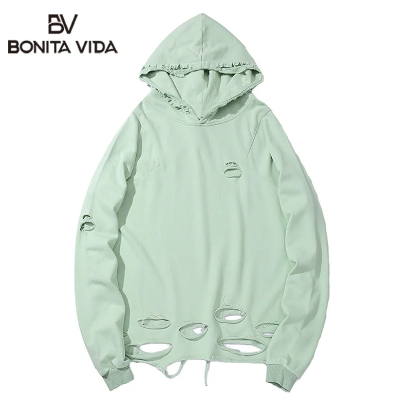 Bonita Vida Ripped Distressed разрушенные отверстия пуловер толстовки мужские хипстерские хип хоп толстовки с капюшоном уличная одежда топы