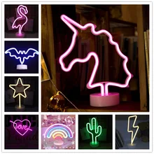 Lampe LED en forme de licorne, design créatif, luminaire décoratif d'intérieur, idéal pour une chambre à coucher, un Bar, un Bar ou une fête, alimenté par USB ou par batterie