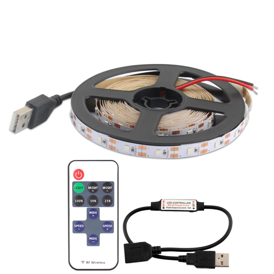 USB Лента светодиодная водонепроницаемая для подсветки телевизора 2835 50 5