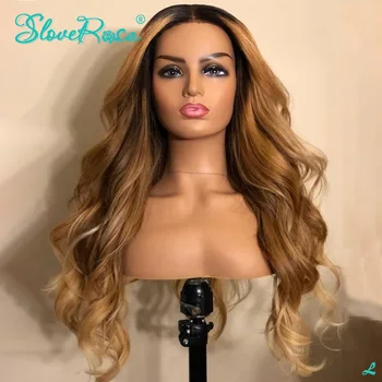 

1B 27 Color Honey Blonde 13x4 Lace Front Human Hair Wig Brazilian Body Wave 130% Remy Hair Ombre Pre Plucked Slove Rosa