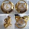 Initial Letter Baby Pacifier and Pacifier Clips BPA Free 26 Letters Name Silicone Infant Nipple Gold Bling Newborn Dummy Soother 6