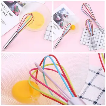 

Stainless Steel Egg Beaters Cream Milk Butter Beater Manual Multicolor Mixer Handle Silicone Kitchen Tool Beater Egg V0J0