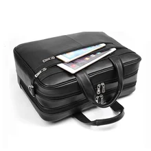 Большой емкости черный мужской бизнес компьютер портфель мягкая натуральная кожа 1" ноутбук сумка мужская воловья кожа для Macbook Pro Air 17