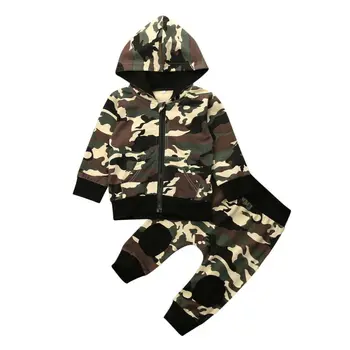 

Emmababy Infant Baby Boy Camo Clothes Long Sleeve Hoodie T-shirt Tops Long Pants Outfit Set Tracksuit Autumn
