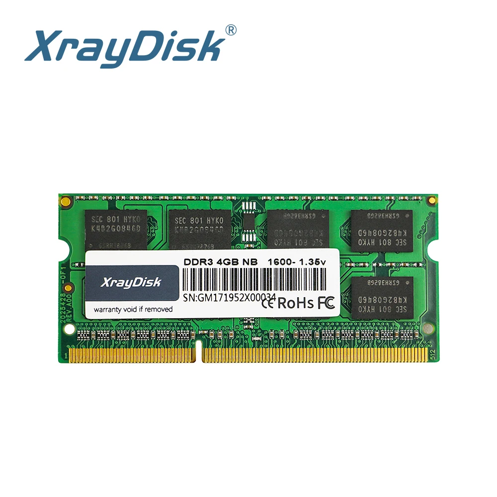 Laptop Memory Sodimm Notebook Ram DDR3 8gb 1600mhz Xraydisk 204pin 4GB