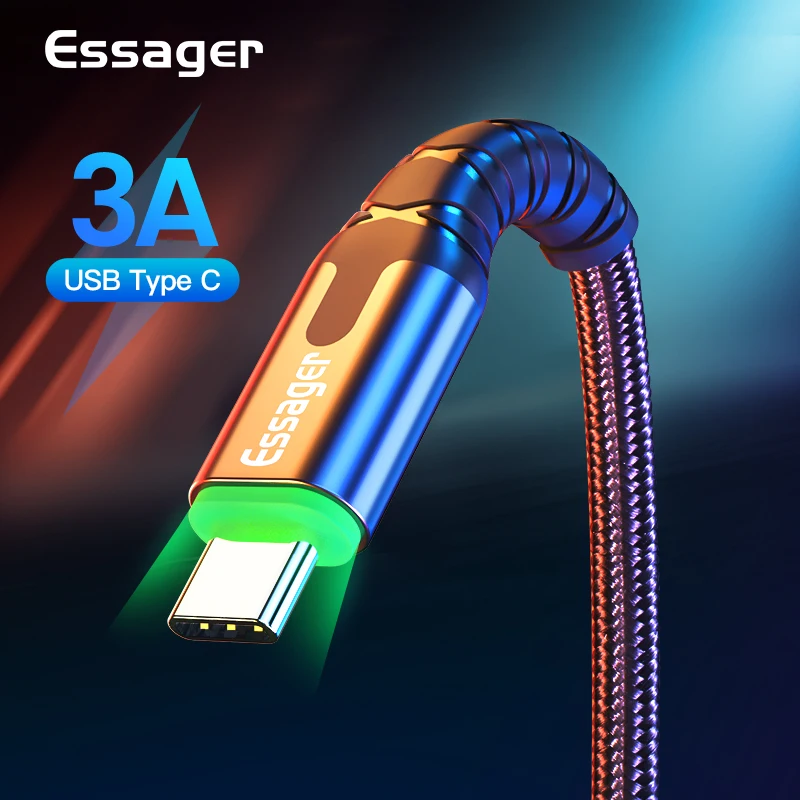 Кабель Essager USB Type C 3 м кабель для быстрой зарядки USBC Type-C Xiaomi Redmi Note 8 7 Samsung мобильный