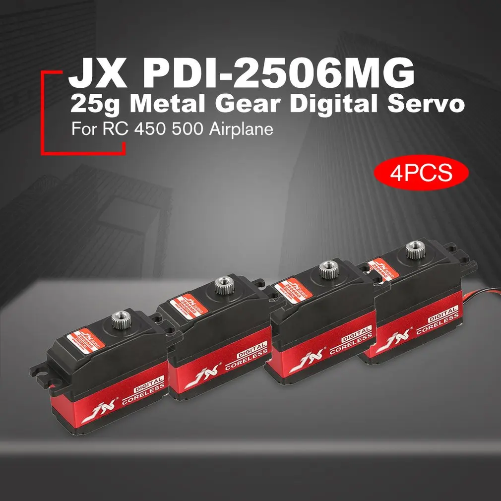 

4PCS JX PDI-2506MG 25g Metal Gear Digital Servo Coreless Motor for RC 450 500 Helicopter Fixed-wing Airplane Drone