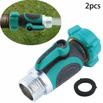 

2PCS Hose Connector Shut-off Valve Water Faucet Joint Adapter For Garden Yard