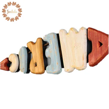

Marine Animals Letter Fish Wall Ornaments Wooden Wall Mural Cartoon Decorative Creative Model Wall Hanging Decoration X'max Gift