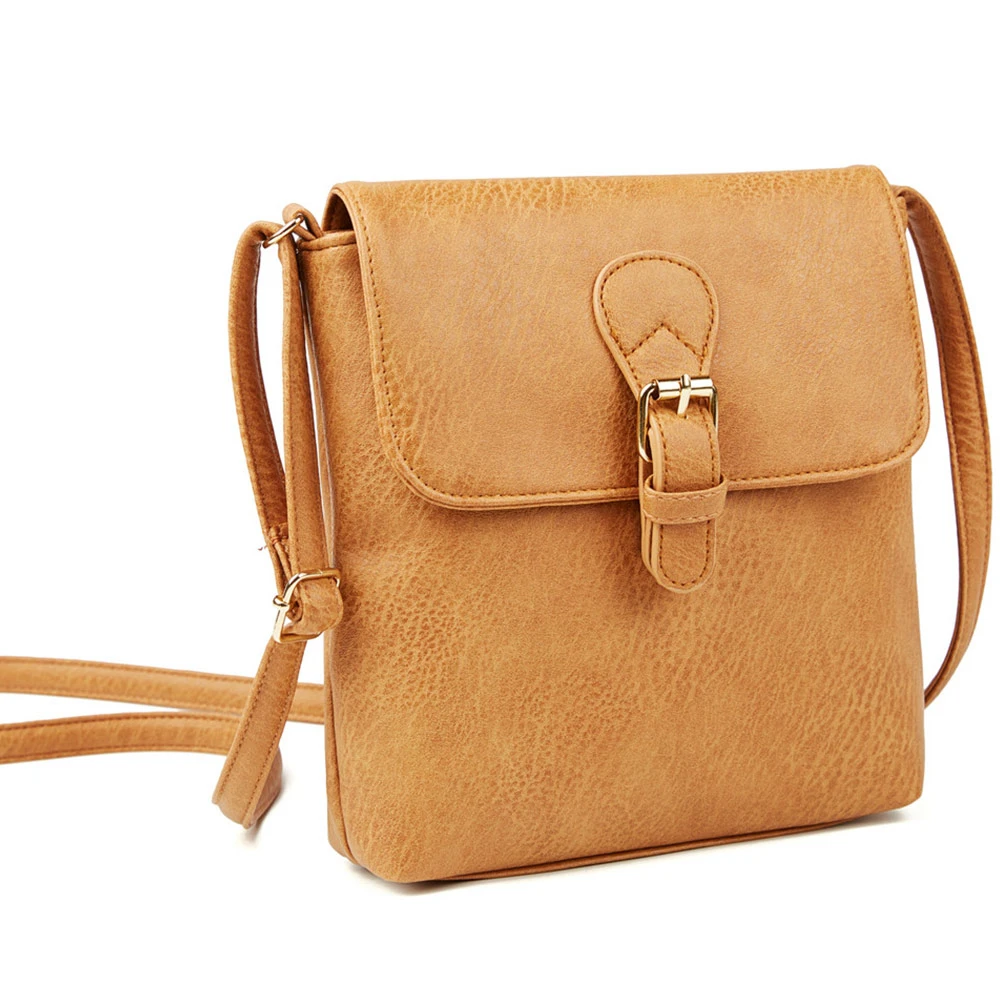 Qianxilu Small Women Messenger Bag Soft Washed PU Leather Crossbody Bag Shoulder Bags Female Handbag Purses Chain High Quality - Цвет: Коричневый