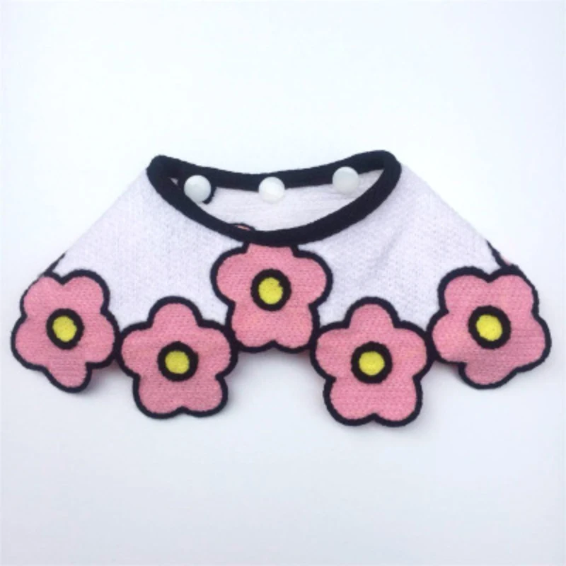Pink flower Pet Cat собака слюнявчик полотенце Регулируемый ошейник для питомцев шерсть тканый носовой платок милый щенок нагрудник анти-слюнявчик полотенце - Цвет: Pink flower