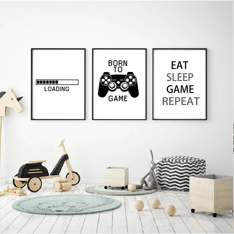 Дизайн для мальчиков игра печать плакат иллюстрация геймер цитаты холст картина стены Искусство картинки для детской комнаты украшения дома