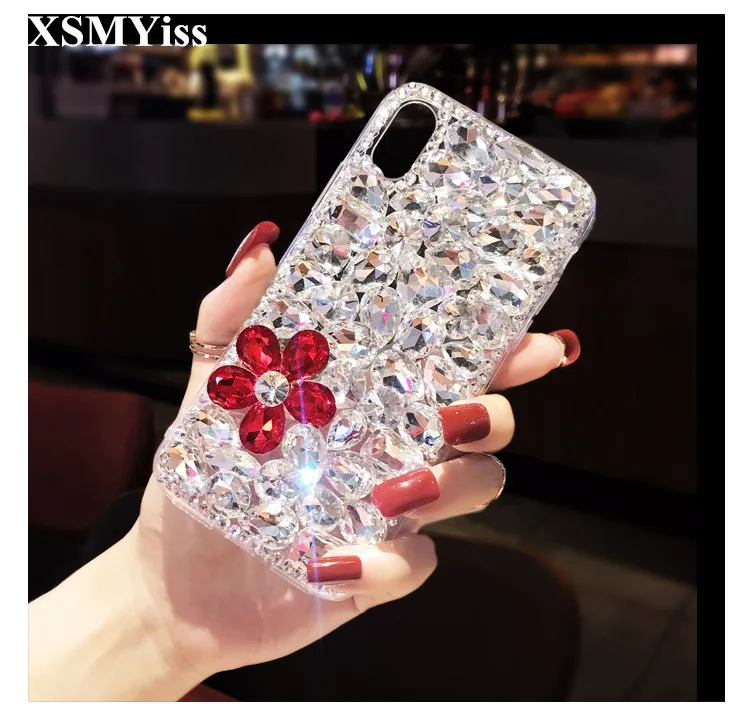 

XSMYiss Bling Lovely Crystal Diamonds Rhinestone 3D Stones Phone Case Cover For Samsung j3 j5 j7 2017 j7 Prime j4 j6 j8 2018