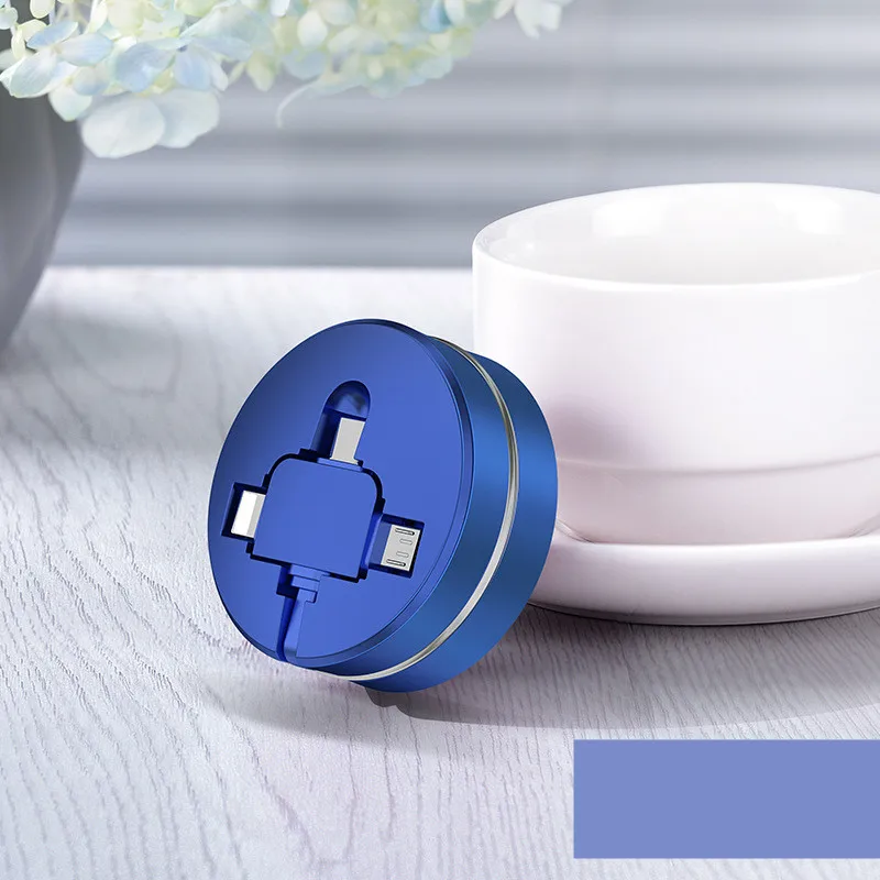 Три в одном кабель для передачи данных, один на три провода для зарядки, USB многофункциональный, Три головки быстрой зарядки 3A портативный для Apple Android - Цвет: bule 2
