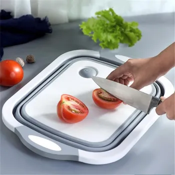 

Kitchen Chopping Block Multi Function Chopping Board Storage Vegetable Dish Foldable Drain Washing Basket