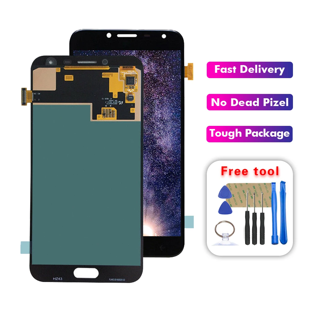 Koop AMOLED LCD Voor Samsung Galaxy J4 J400 J400F J400G DS SM J400F Lcd Touch Screen Digitizer Vergadering
