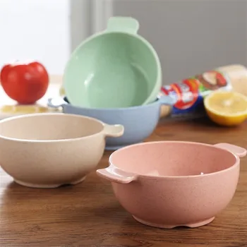 

1Pc Eco-friendly Wheat Straw Children Kids Rice Noodle Salad Bowl Household Tableware Dinner Lunch Food Container