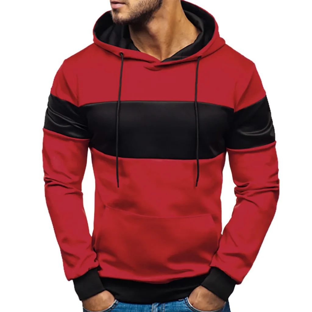 Мужские толстовки, осенняя брендовая мужская толстовка с длинным рукавом в стиле пэчворк, Мужская толстовка серого и черного цвета, большие размеры, верхняя одежда moletom, блузка, толстовка 89 - Цвет: Red