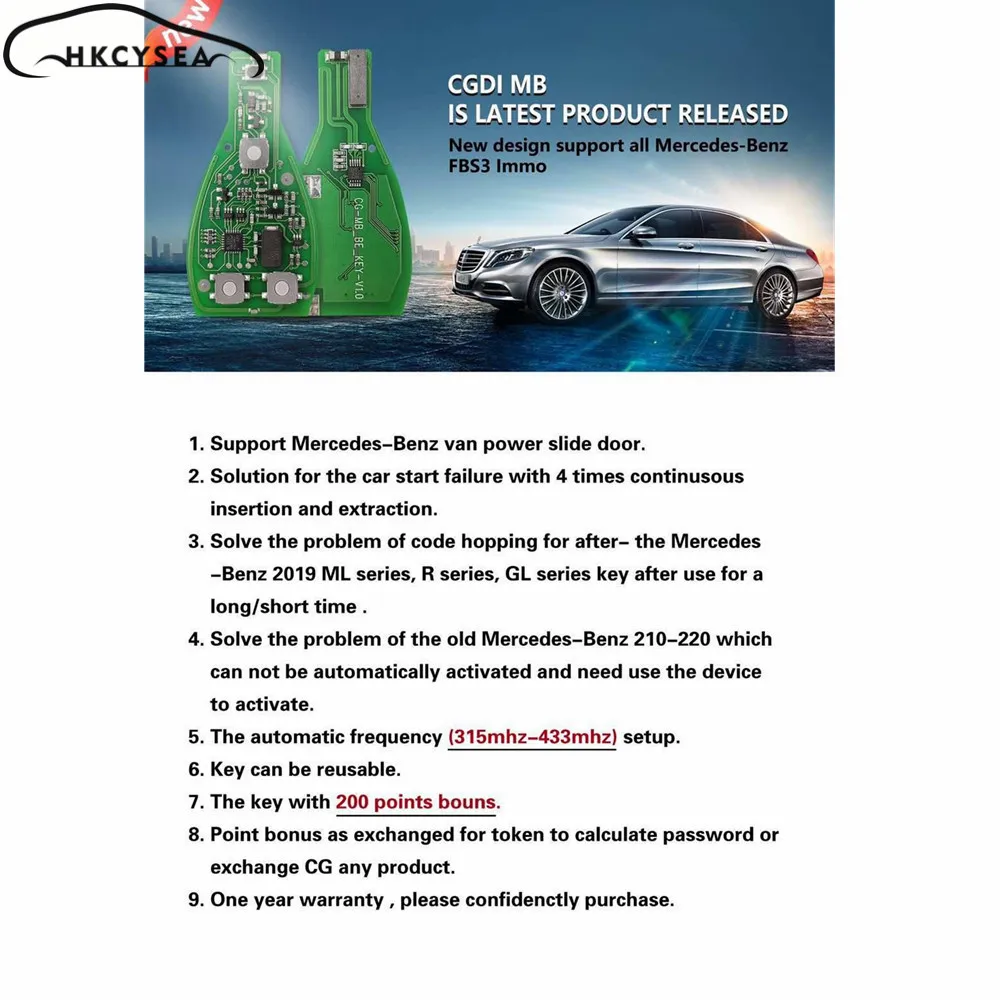 CGDI MB Be Key поддерживает все Mercedes до FBS3 315 МГц/433 МГц получить 1 бесплатный жетон для CGDI MB