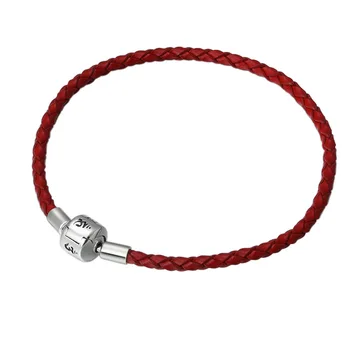 

Genuine 925 Sterling Silver Fashion Men And Women Six-Word Mantra Buckle Woven Leather Rope Bracelet Couple Jewelry