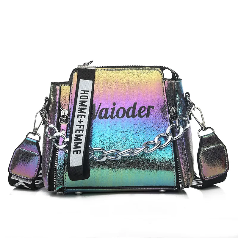 

2020 Laser Women Letter Shoulder Bag INS Popular Female Handbag PU Messenger Bags For Lady Design Exquisite Crossbody Bucket