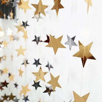 

4M Paper Garland Star Shape String Banners Baby Shower Girls Bunting Hanging Paper Happy Birthday Wedding Party Home Decoration
