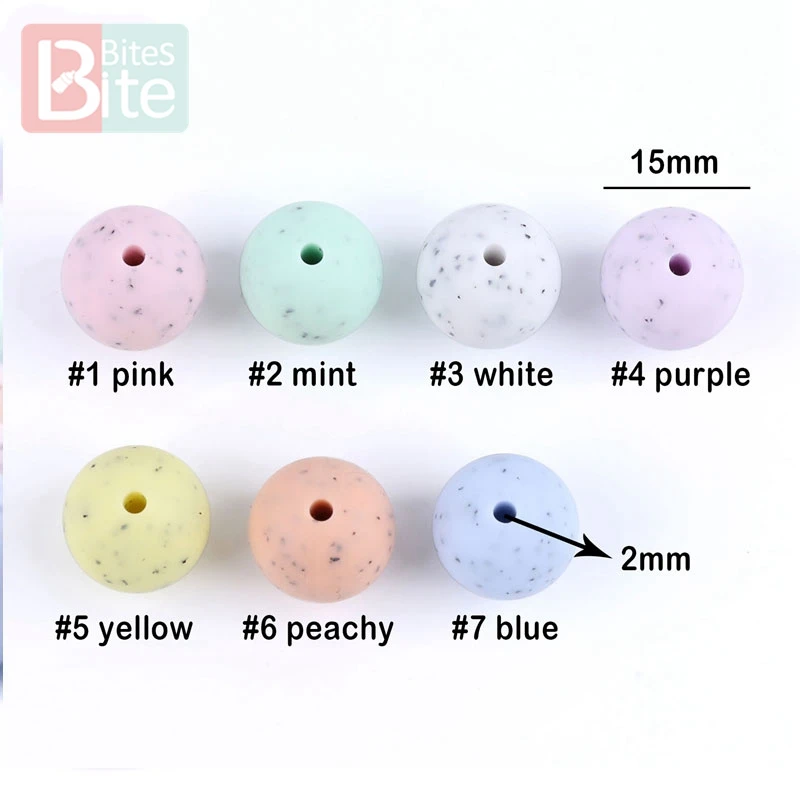 10pcs 15mm Baby Silicone Beads Granite Pearl Beads DIY Baby Teething Necklace Bracelet Pacifier Chain Accessories Teething Toys