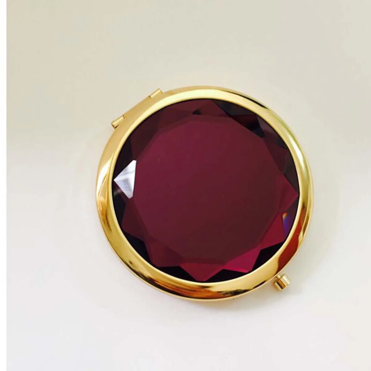 Gold Purple 1 шт. роскошное зеркало для макияжа украшенное кристаллами портативное круглое складное компактное зеркало золотое серебряное карманное зеркало для индивидуального подарка - Цвет: Gold Purple