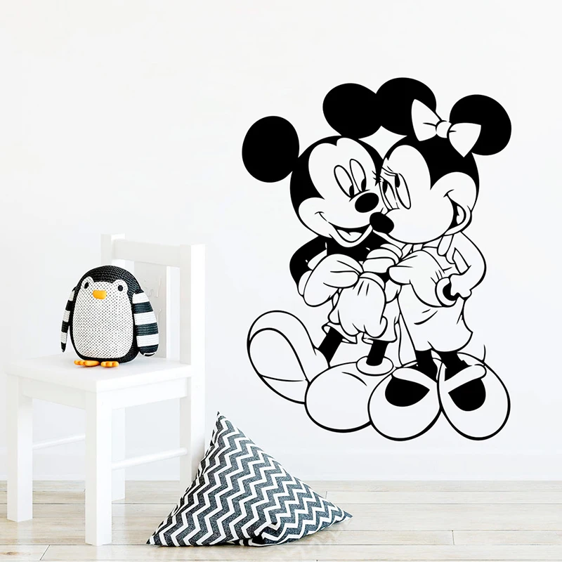

Cartoon Disney Mickey And Minnie Mouse Wall Stickers DIY Design Home Decoration Vinyl Art Removable Poster Mural Ornament Decals
