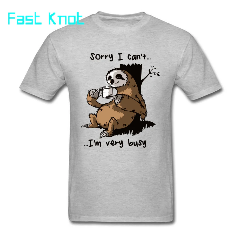 Very Busy Sloth T Shirt Men's Top T-shirts Funny Cartoon Tshirt Summer New Grey Tees Short Sleeve Cotton Clothes Plus Size | Мужская