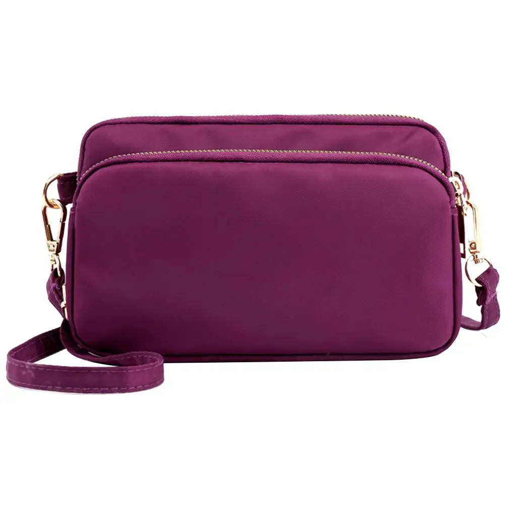 

Simple Style Women Solid Color Waterproof Zipper Small Crossbody Shoulder Nylon Bag