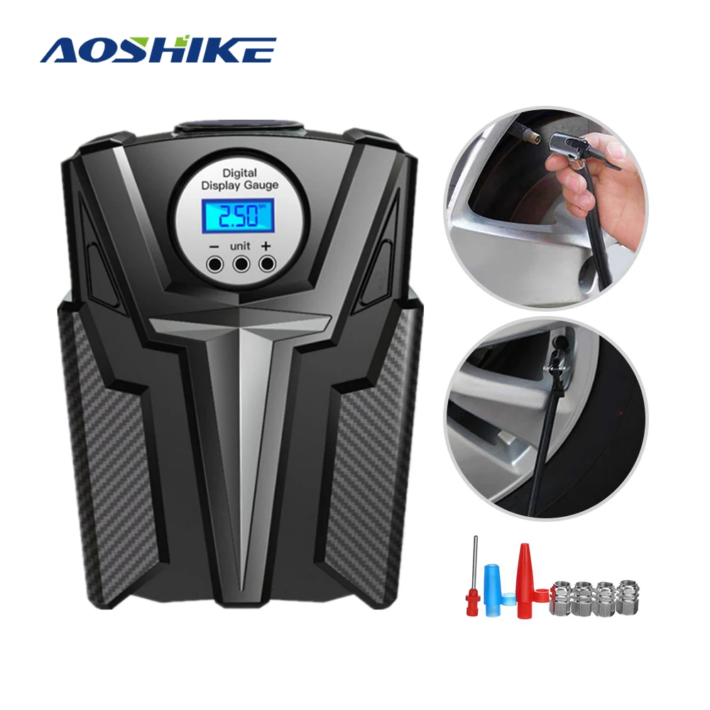 AOSHIKE 12V автомобильный портативный воздушный компрессор насос цифровой насос для шин 150 PSI автоматический воздушный насос для автомобиля мотоцикла светодиодный светильник насос для шин