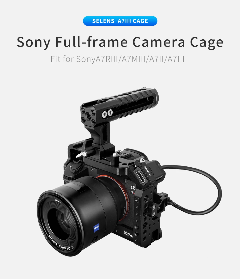 Selens A7iii A7R3 A7M3 Aluminum Alloy Cage Rig Cold Shoe Mount Stand Protective