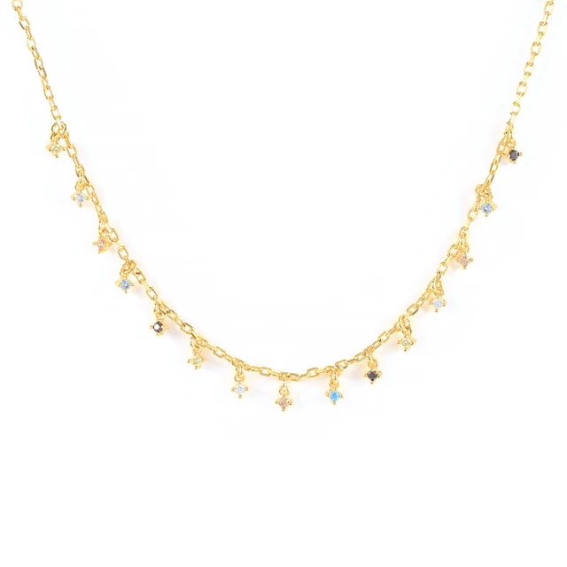 BOAKO Necklace 925 Sterling Silver Jewelry For Women 2020 Sequins Cadena Plata Fashion Jewelry Choker Crystal Gold/Silver #8.5 18