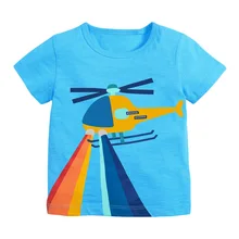

Children Summer Baby Boy Clothes Helicopter Print Tee Tops Brand Sky Blue Cotton Soft Cute T Shirt for Kids 2 3 4 5 6 7 Years