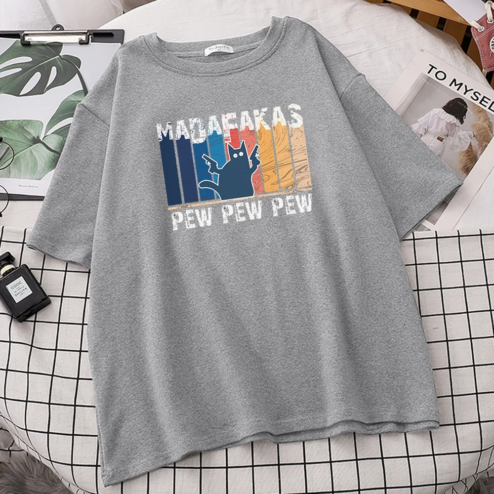 

Женские футболки с принтом Pew Mdafakas, Спортивная футболка большого размера с круглым вырезом и коротким рукавом, с обычными рукавами для дома