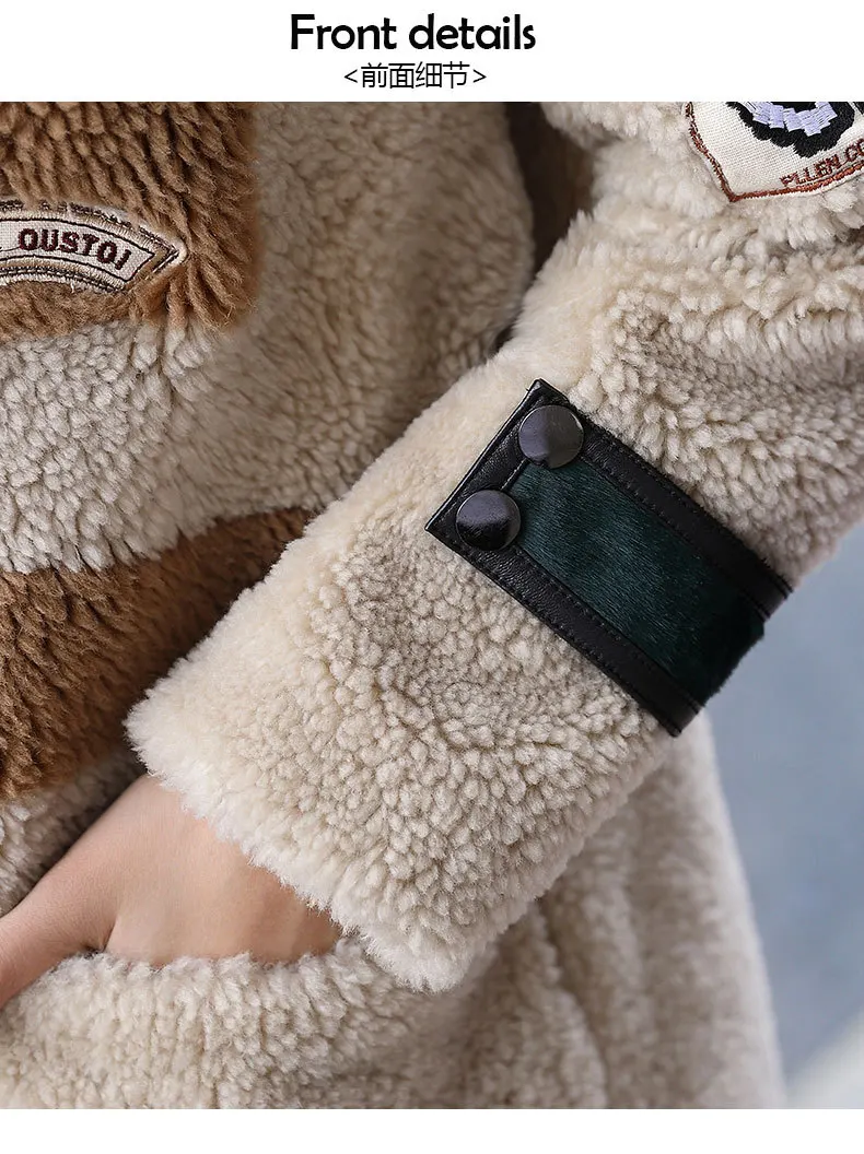 Зимнее женское Новое высококачественное шерстяное пальто, оторочка из овечьей шерсти, длинное шерстяное пальто с капюшоном, большие размеры