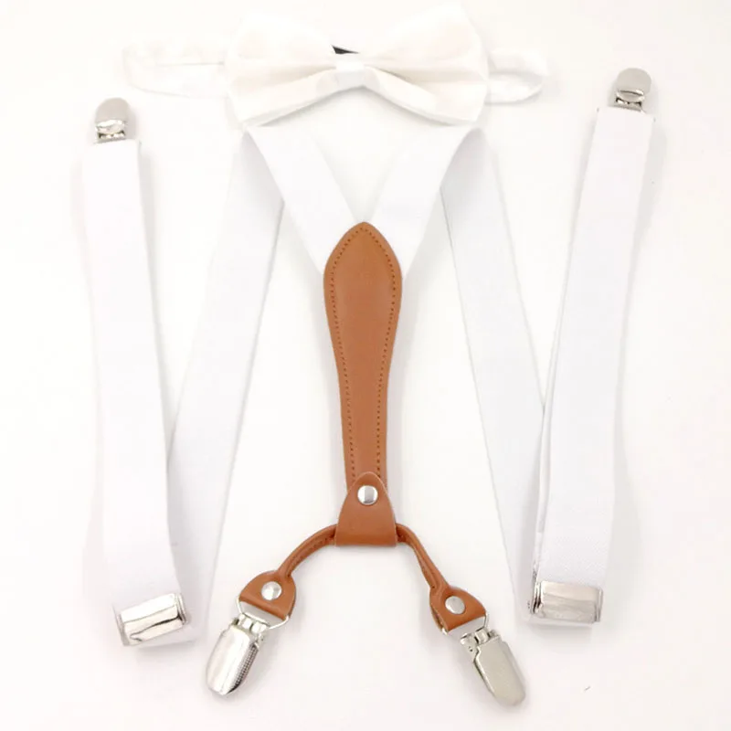 Adolescent 2.5cm candy color suspenders belt ladies 4 clip trousers strap high-grade British elastic strap clip bow tie