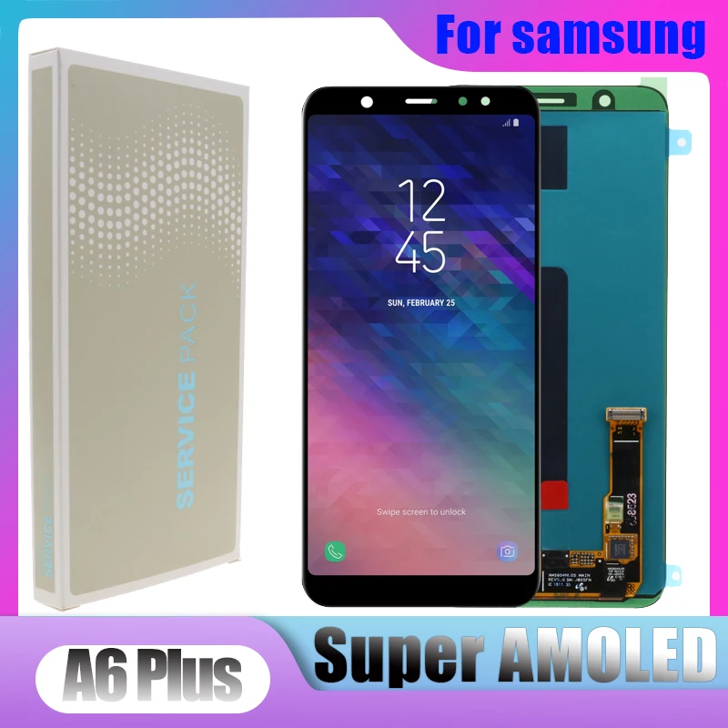 Оригинальный ЖК дисплей SUPER AMOLED для Samsung Galaxy A6 Plus A6050 A6050F сенсорный экран