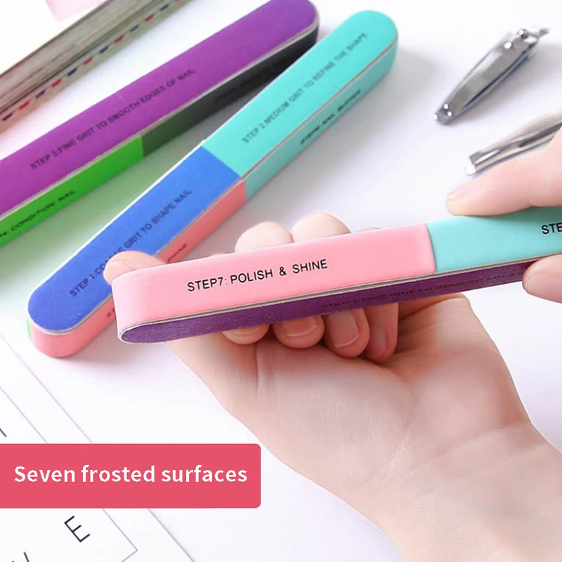 3Pcs 7in1 Finger Toe Nail File Buffer Shiner Manicure Pedicure Polishing Sanding Nails Accessories Art Tool buffe | Красота и