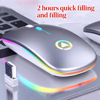 

Rechargeable Wireless Silent Colorful LED Mice Optical Ergonomic Gaming Mouse