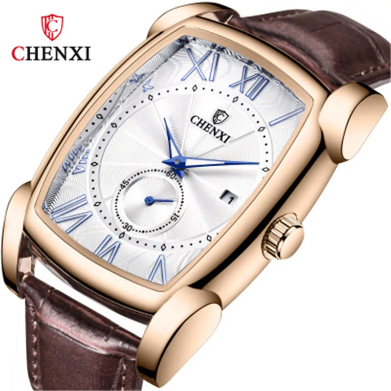 

CHENGXI Luxury Brand Waterproof Leather Male Watches Men's Oval Fashion Dial Wristwatches Mens Quartz Watch Man Reloj Hombre