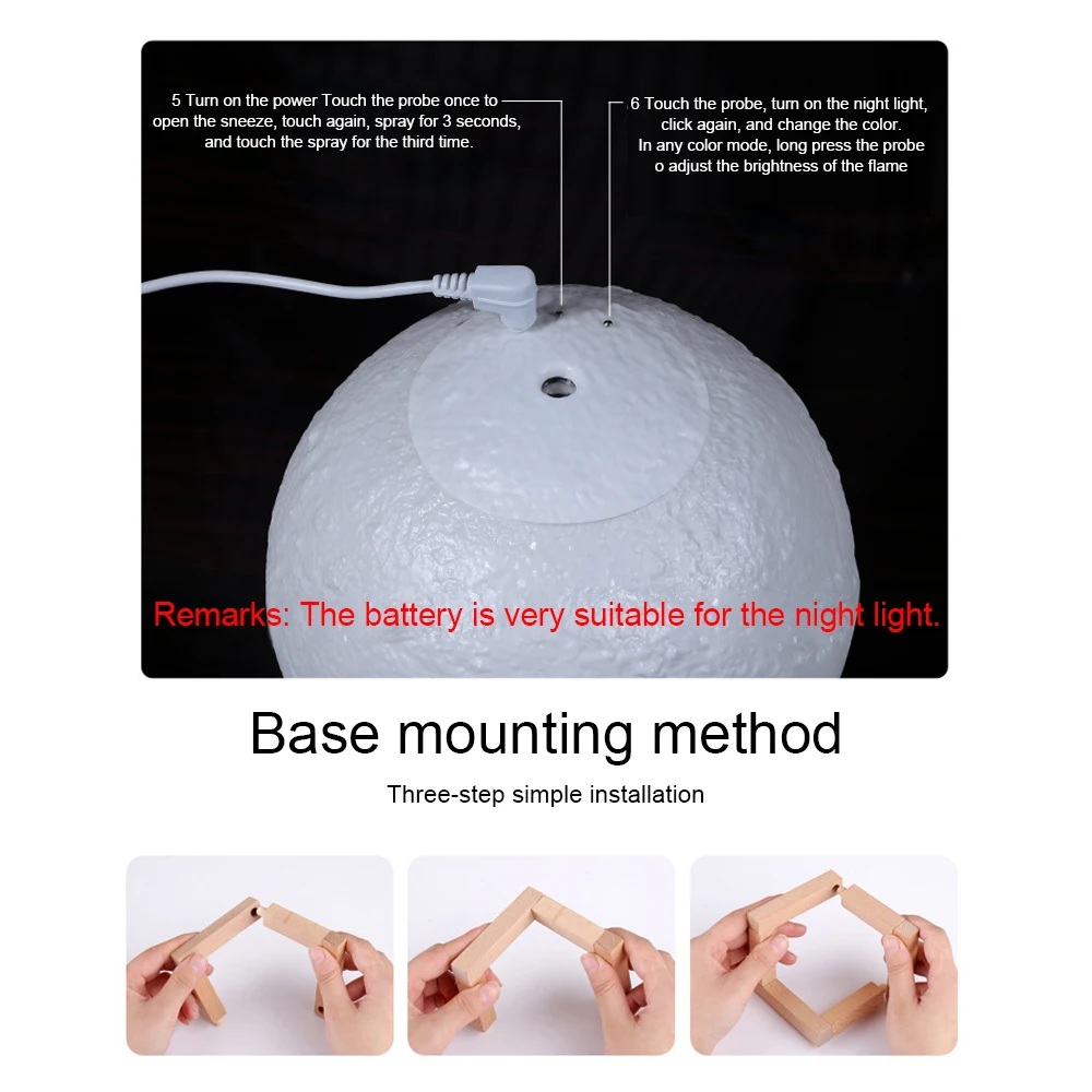 Luftbefeuchter Luftreiniger Aroma Diffusor mit Steht 880ML Nebel Maker Mond Geformt USB Filter Schlafzimmer Aromatherapie Maschine