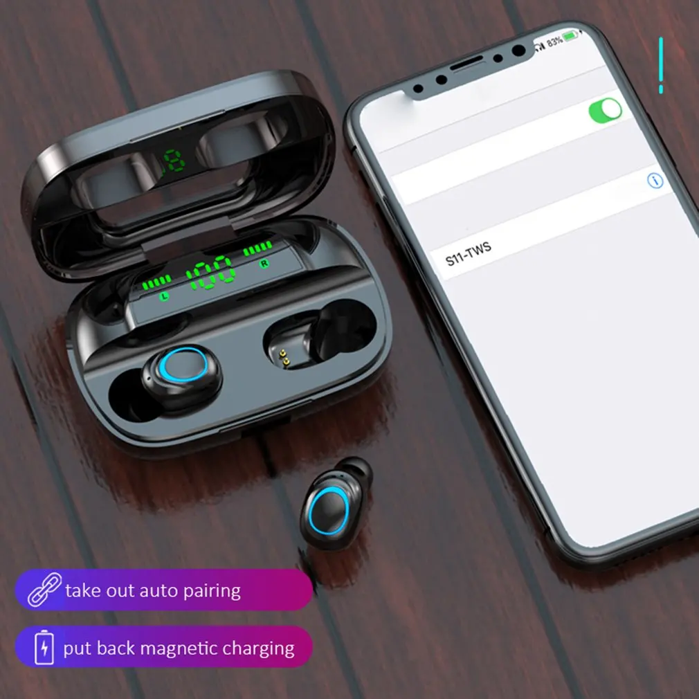 S11 3500 мАч Внешний аккумулятор наушники Bluetooth Беспроводные спортивные наушники TWS игровая гарнитура с микрофоном для IPhone Xiaomi