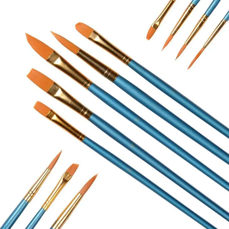 10pcs/set Paint Numbers Brushes Watercolor Gouache Paint Brushes