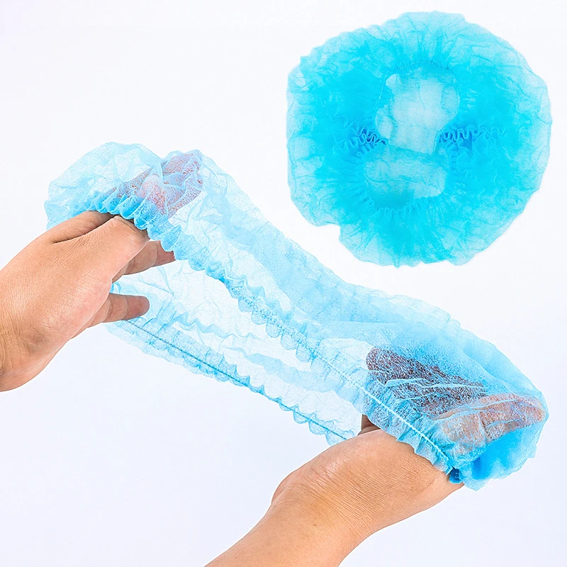100PCS Non-woven Disposable Shower Caps Pleated Anti Dust Hat Women Men Bath Caps for Spa Hair Salon Beauty Accessories