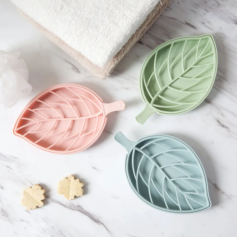 

Leaf Shape Soap Box Plastic Non-slip Soap Holder Box Toilet Shower Soap Tray Drain Rack Soap Holder Bathroom Accessories