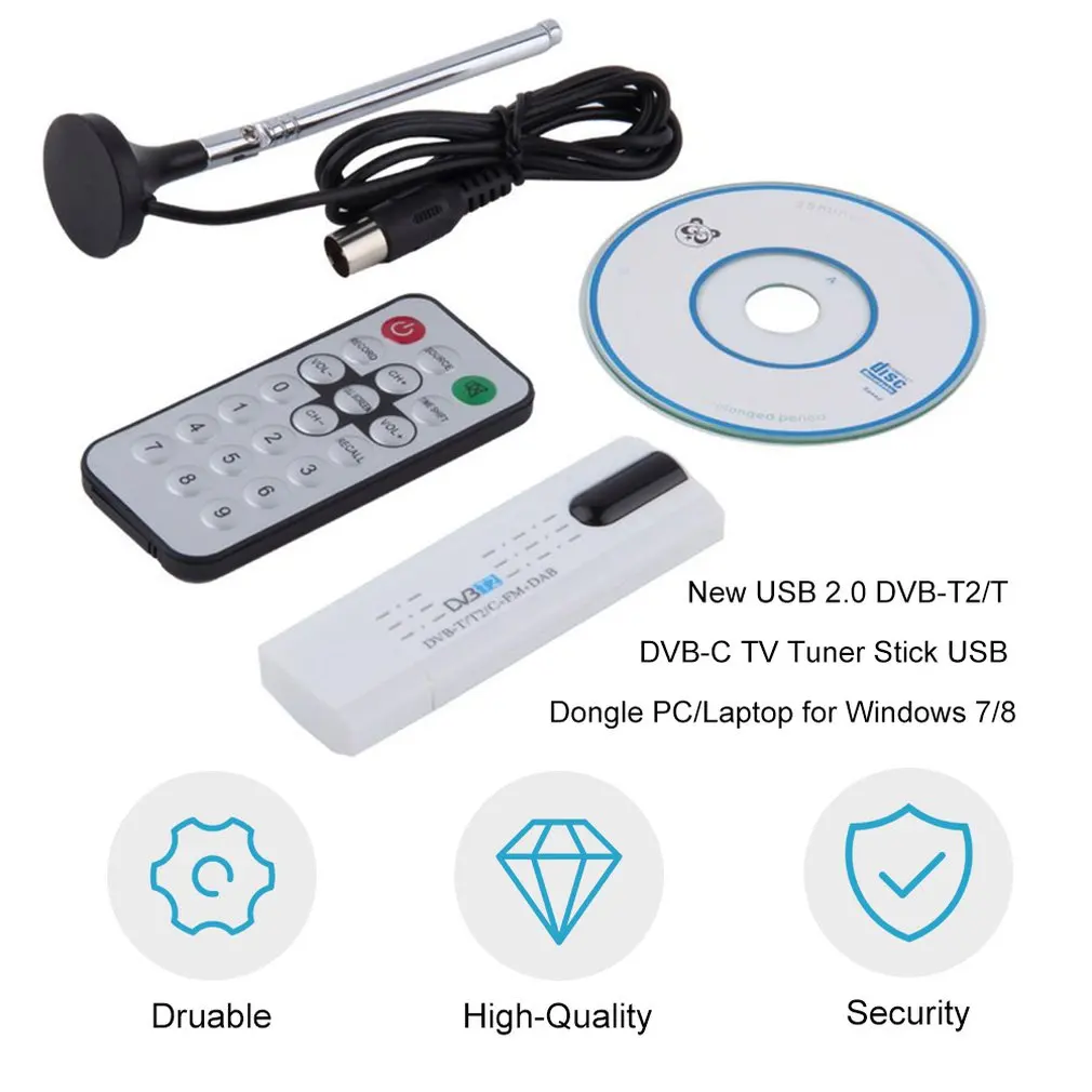 2017 New Arrival USB 2.0 DVB-T2 T DVB-C TV Tuner Stick USB Dongle  for PC Laptop for Windows 7/8 TV Receiver