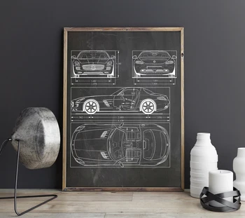 

Car blueprint for mercedes benz artwork, Auto wall art,poster, room decor, print,blueprint, gift idea,wall Decorations